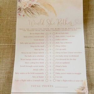 Baby Shower Games, Signs; Boho Pampas Theme